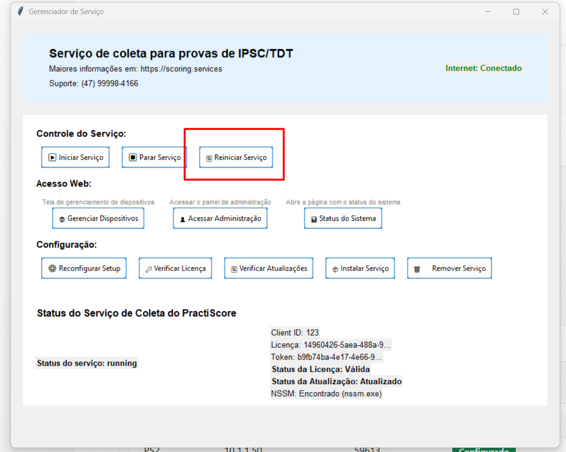 Reiniciar serviço após adicionar dispositivos
