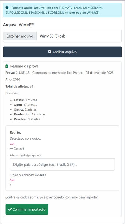 Resumo da prova WinMSS com região editável e botão Confirmar importação
